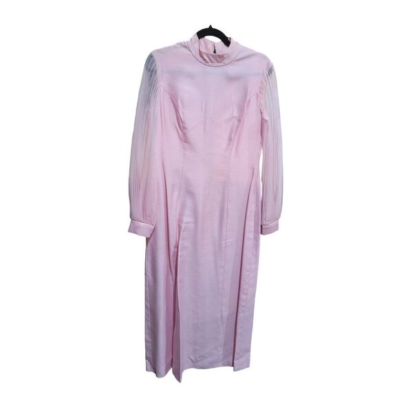 Vintage 60's Pink Straight Maxi Dress w/ Matching Sleeveless Duster - Picture 2 of 11